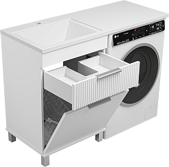 Brevita Мебель для ванной Enfida 120 L Эстет Даллас под стиральную машину с б/к белая – фотография-9